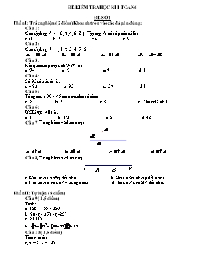 Đề kiểm tra học kì I Toán lớp 6 (Có đáp án)